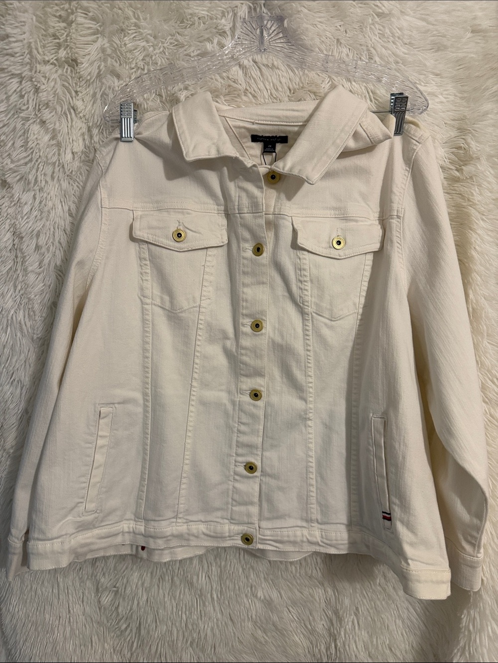 Tommy Hilfiger Cream Denim Jacket with Button Front